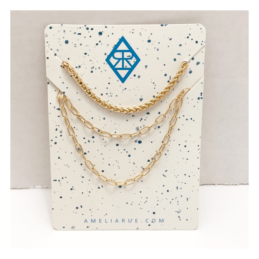 Amelia Rue NEW layering necklace set gold tone - Picture 6 of 7